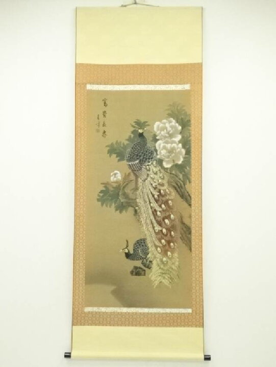 楽天市場】【中古】【書画】中国 寿峰筆 花鳥図 肉筆絹本掛軸【送料 