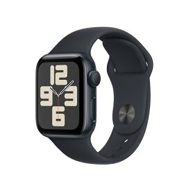 Apple Watch SE (第二世代, 2023) GPS (40mm)ケース用 40mmミッドナイトアルミニウムケースとミッドナイトスポーツバンド - S/M フィットネストラッカーと睡眠トラッカー 衝突事故検出 心拍数のモニタリング Ret