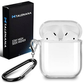 AirPods 用 ケース 透明 TALENANA エアーポッズ 用 クリアケース 全面保護カバー 落下防止 耐衝撃 装着充電可能 カラビナ付き AirPods第1世代と第2世代に対応