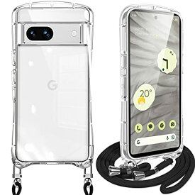 Google Pixel 7a ケース クリア ショルダー ピクセル 7a カバー スマホケース 耐衝撃 全透明 TPU ストラップ付き 肩掛け 首掛け 紐付き 斜めがけ シリコン 取り外し可能 長さ調整可能(クリア)