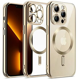 JEDirect iPhone13ProMax (13 Pro Max 6.7インチ用)電気メッキケース カメラレンズ 保護カバー MagSafe ワイヤレス充電対応 耐衝撃ソフトTPUカバー (ゴールド)