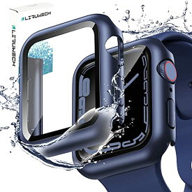 LIRUWECH Apple Watch 用 防水ケース 41mm-45mm アップルウォッチ第9/8/7世代 用 カバー 一体型 PC素材 全面保護 超薄型 装着簡単 耐衝撃 高透過率 指紋防止 傷防止 (ブルー,45mm)