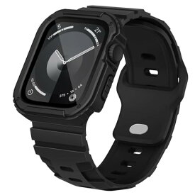 Suitisbest コンパチブル アップルウォッチ バンド シリコン Apple Watch バンド スポーツ 頑丈なTPU保護カバー付き iWatch Series 9/8/7の41mmに専用 アップルウォッチ バンド+ケース 一体型 Gショック風