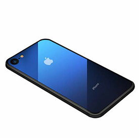 SUMart iPhone ケース グラデーション 強化ガラスケース 硬度9H TPU バンパー ハードケース おしゃれ qi対応 傷つき防止 (iPhone 7/8/SE2/SE3, ローヤルブルー)