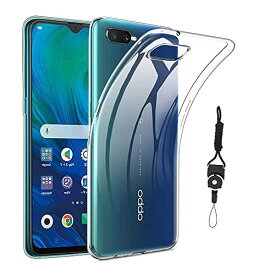 OPPO Reno A ケース カバー クリア 全透明 対応 TPU 耐衝撃 指紋防止 薄型 軽量 黄変防止 ストラップホール付属 ネックストラップ付 Qi充電対応 OPPO Reno A