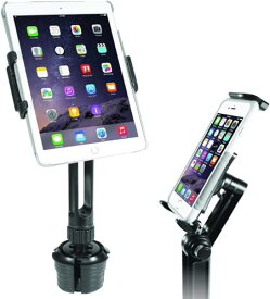 スマホ タブレット 車載カップ ホルダー ドリンク ホルダー 工具不要 取付簡単 360度回転 折りたたみ式 ネックデザイン 視野角度調整可能 Apple iPad Pro 10.5 9.7 Air Mini サムスンギャラクシー iPhone Xs