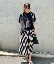 【半額キャンペーン開催中】スカート ロング フレア 夏 ゴム 薄手 太いストライプ コットン ロング スカート 大きいサイズ ゆったり 体型カバー ポケット付き スカート コットン aラインブルー ブラック リゾート