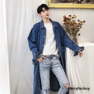 トレンチコート メンズ デニムコート カジュアル ロング スプリング デニム アウター 春