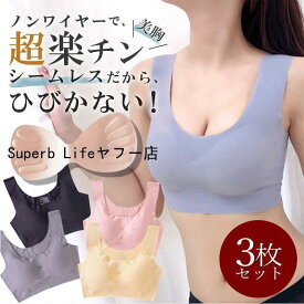 ナイトブラ 3枚セット 育乳 ブラジャー 育乳ブラ シームレスブラ ひびきにくい 下着 肌着 ノンワイヤー ブラ カップ付き 脇高 大きいサイズ 脇肉