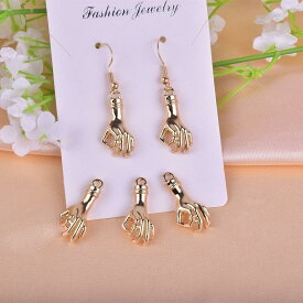 【4ケ】リアル手 ok チャームパーツ 金具 パーツ ピアス バッグチャーム キーホルダー アクセサリー 12*25mm