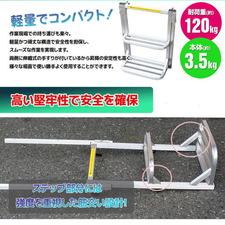 楽天市場】手すり付き汎用トラック用荷台はしご2段 トラックはしご 