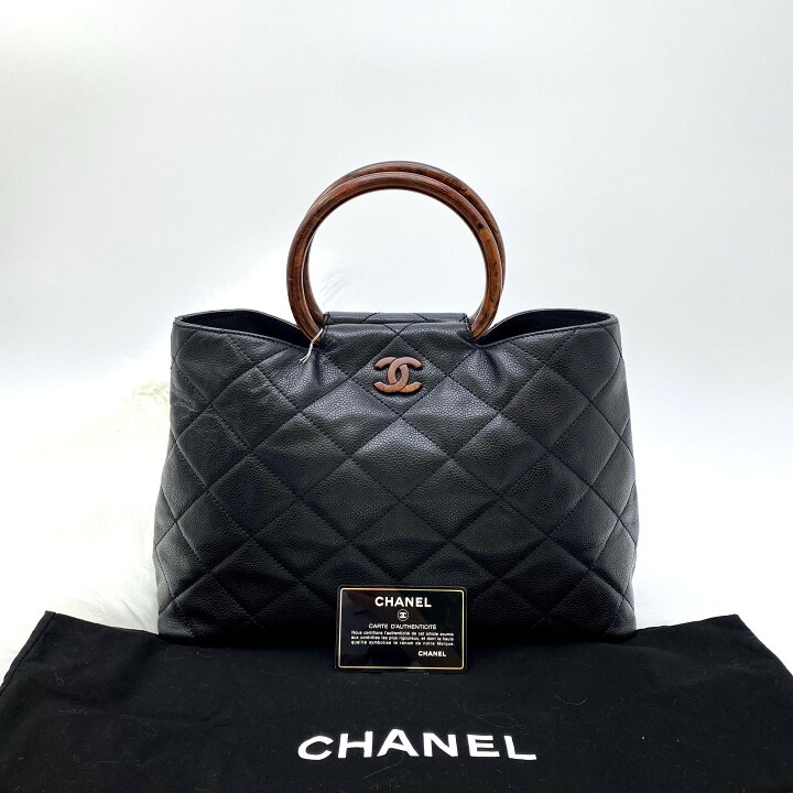 楽天市場】CHANEL シャネル マトラッセ ウッドハンドル 黒 キャビア  