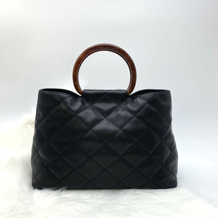 楽天市場】CHANEL シャネル マトラッセ ウッドハンドル 黒 キャビア 