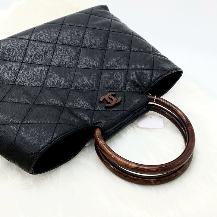 楽天市場】CHANEL シャネル マトラッセ ウッドハンドル 黒 キャビア 