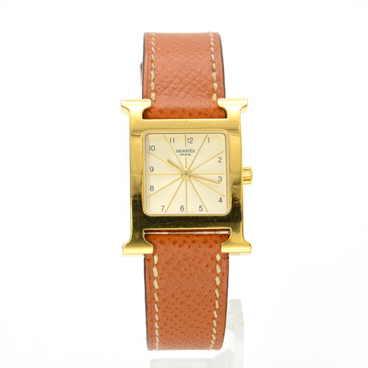 楽天市場】HERMES エルメス Hウォッチ HH1.201 クォーツ QZ GP×革 