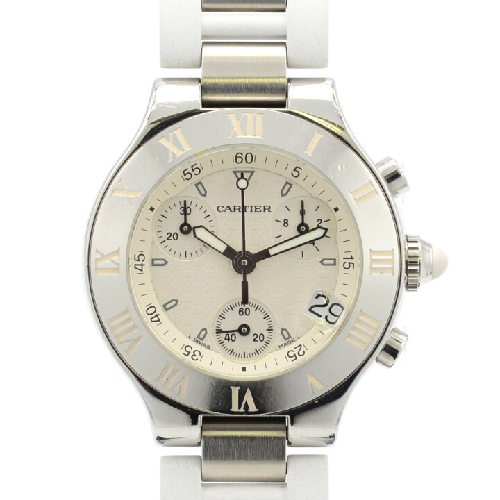 楽天市場】CARTIER カルティエ W10197U2 クロノスカフ21 SS×ラバー QZ 