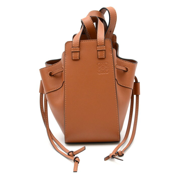 美品】ロエベ LOEWE ハンモック ミニ ドローストリングバッグ タン  