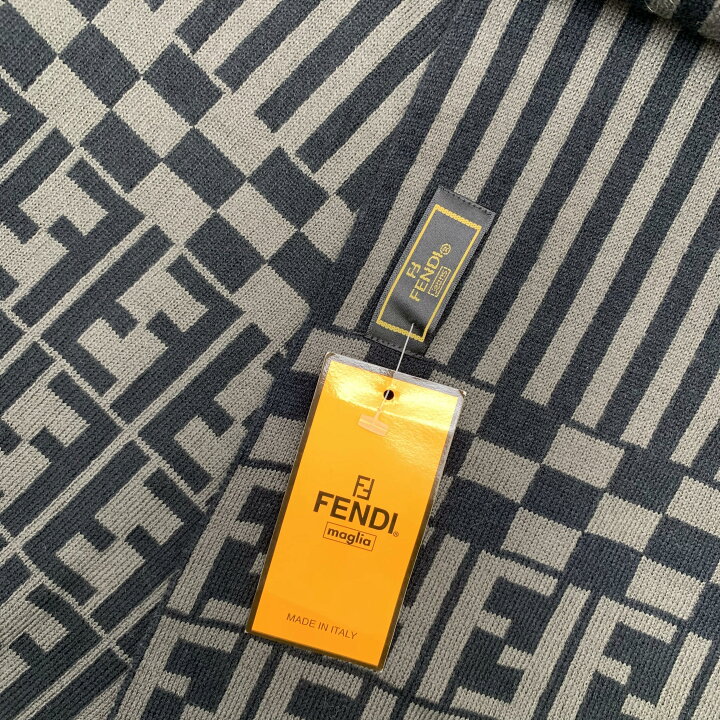 楽天市場】FENDI フェンディ マフラー ズッカ柄 グレー×ブラック タグ 
