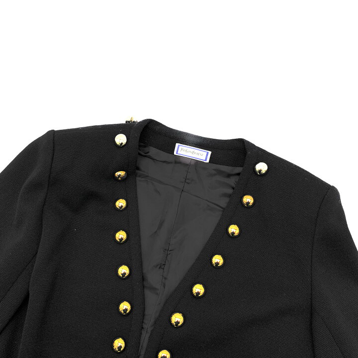 超美品！セットアップスカート濃紺金ボタンサンローランリブゴーシュ34 