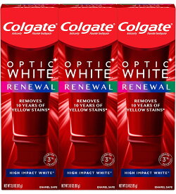 【送料無料/3個セット】コルゲートオプティック ホワイトリニューアル 歯 ホワイトニング歯磨き粉、ハイインパクトホワイト-（3パック）/Colgate Optic White Renewal High Impact White
