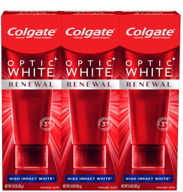 【送料無料/3個セット】コルゲートオプティック ホワイトリニューアル 歯磨き粉3本、ハイインパクトホワイト-（3パック）/Colgate Optic White Renewal High Impact White/Colgate オプティックホワイト リニュー ホワイト