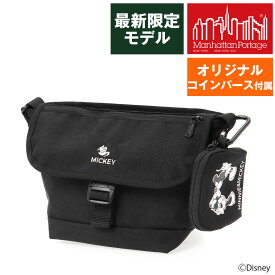 【楽天カード利用で最大P12倍】マンハッタンポーテージ バッグ Disney ミッキー Mickey Mouse ナイロンメッセンジャーバッグフラップジッパーポケット24 A5 MP1603FZPMIC24 メンズ レディース 送料無料 誕生日プレゼント 正規代理店 nwar