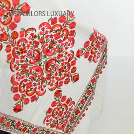 ゴージャス手刺繍インド製　パシュミナ　カシミール刺繍入ストール ウール　100％　ショール　ホワイト