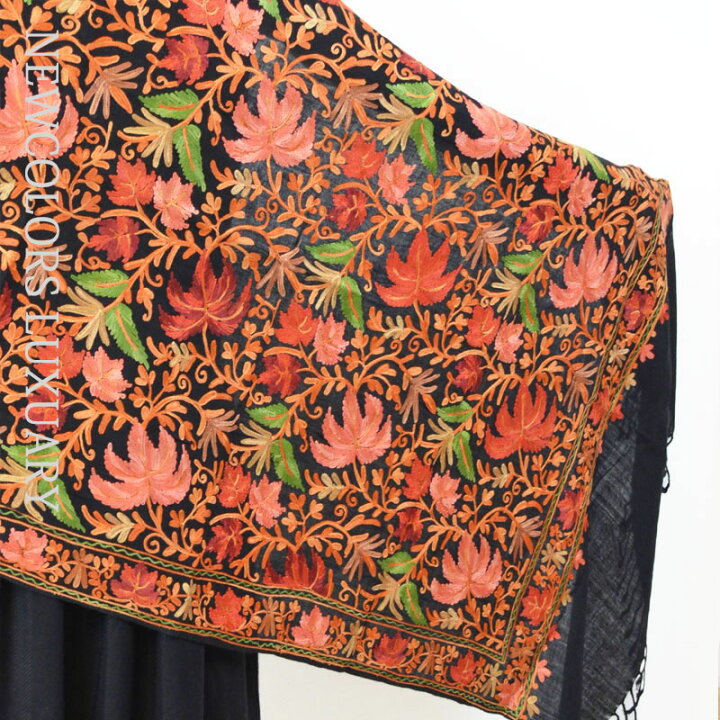 楽天市場】ゴージャス手刺繍インド製 パシュミナ カシミール刺繍入 