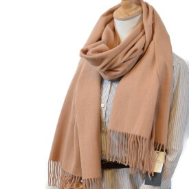 NEWCOLORS【ニューカラーズ】ラムズウール ウール　100％ 無地 大判 ストール　マフラー　ショール　ブランケット 60センチ幅 wool100% ウールストール ブラウンキャメル