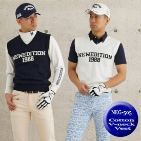 ゴルフ ベスト メンズ 春 ゴルフベストメンズ ゴルフ ベスト メンズ ゴルフ メンズ ベスト ゴルフ ウェア NewEdition 1988 ロゴ セーター ゴルフ 綿 ベスト セーターメンズ ゴルフウェア メンズ ベストメンズ Vネック セーター ゴルフ 秋 冬 【NewEdition GOLF】NEG-505