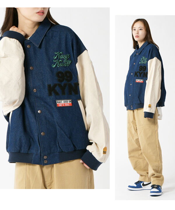 楽天市場】デニムスタジャン 異素材 切り替え デニムジャケット メンズ  