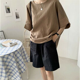 レディース 半袖 コットンリネン シャツ 女性 レトロ 韓国風 ルーズ 大きいサイズ 薄い カジュアルシャツ