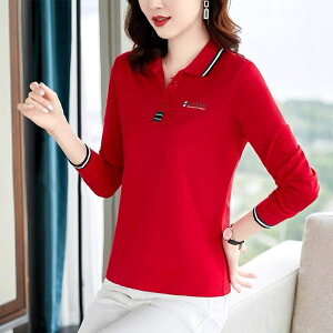 レディース トップス 長袖 Tシャツ ラペル ポロシャツ 秋 大きいサイズ ゆったり カジュアル 襟付き 新商品 ママ 大人 おしゃれ 上品 普段使い スポーツ ピンク ブラック レッド グリーン M-5XL