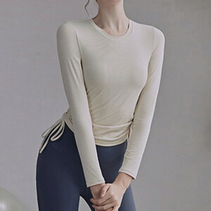 ドローストリング ヨガウェア レディース 長袖 スポーツトップス 通気性 アウトドア ランニング エレガント フィットネスウェア 快適 伸縮性 シェイプアップ トレーニングウェア アクティ