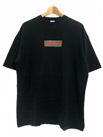 00SS SUPREME Gucci Box Logo S/S Tee (BLACK) XL シュプリーム グッチ ボックスロゴ 半袖 Tシャツ 黒 ブラック グッチカラー 初期 つるタグ 【中古品】