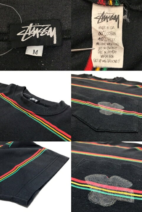 楽天市場】OZ製 80s STUSSY Border Pocket S/S Tee 黒 M OLD STUSSY  