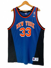 90s Champion "PATRICK EWING #33" Game Jersey 青 XL チャンピオン NBA パトリックユーイング ユニフォーム ニューヨークニックス KNICKS 【中古品】