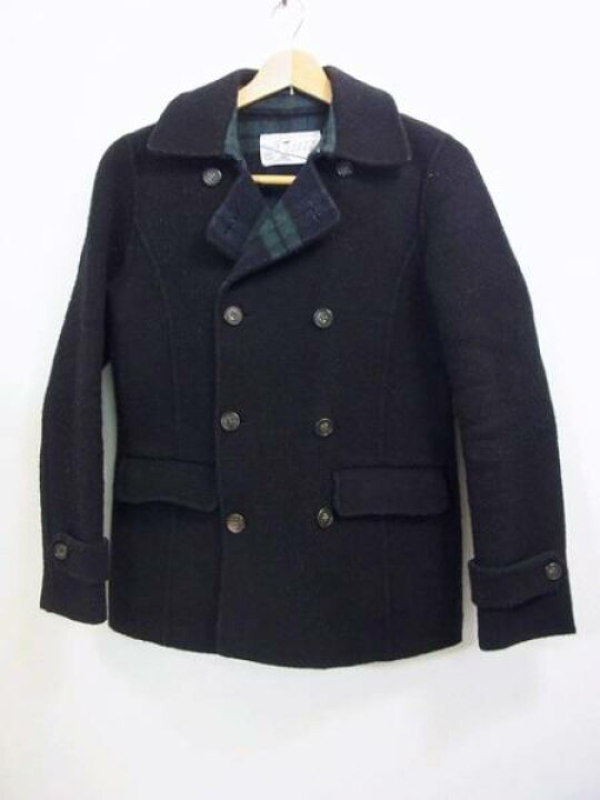 楽天市場】KITSUNE ウールPコート 裏チェック 38 黒 キツネ 【中古 