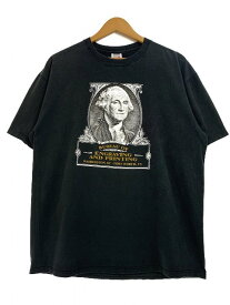 USA製 90s GEORGE WASHINGTON Print S/S Tee 黒 XL ジョージワシントン大統領 Tシャツ プリント 人物 偉人T JERZEES ブラック 古着 【中古】