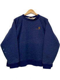 USA製 90s Carhartt Thermal Lined Sweatshirt 紺 XL カーハート スウェット 裏地サーマル ロゴ 刺繍 ワンポイント ネイビー 古着 【中古】