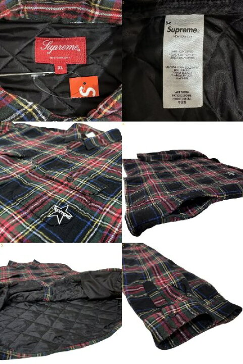 楽天市場】21AW SUPREME Quilted Plaid Flannel Shirt 黒 XL  