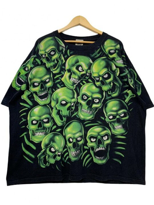 楽天市場】01年 LIQUID BLUE Skull Over Print S/S Tee 黒緑 XXL 00s  
