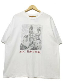 USA製 90s M.C.Escher "Waterfall" Print S/S Tee 白 XL MCエッシャー 半袖 Tシャツ 滝 リトグラフ 平版画 偉人 アートT ホワイト 古着 【中古】