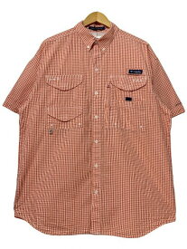 16年製 Columbia PFG Check S/S Fishing Shirt 赤白 M コロンビア フィッシングシャツ 半袖 シャツ ギンガムチェック柄 アウトドア レッド 古着 【中古】