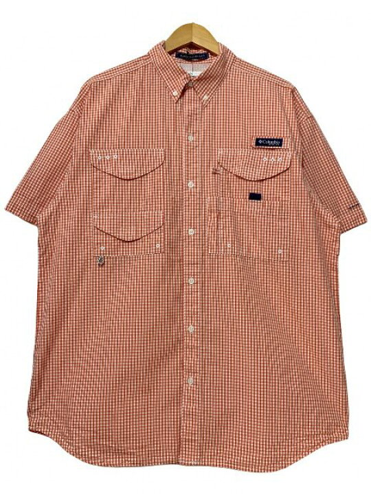 楽天市場】16年製 Columbia PFG Check S/S Fishing Shirt 赤白 M  