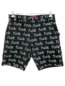 13SS SUPREME Fuck Denim Painter Short (BLACK) 32 黒 シュプリーム ファック デニム ペインター ショーツ ウォッシュ スケート 【中古】