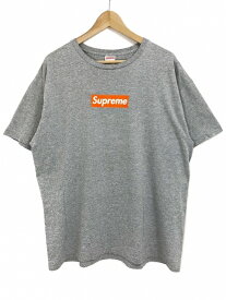 00s SUPREME Box Logo S/S Tee (GREY/ORANGE) XL シュプリーム ボックスロゴ 半袖Tシャツ 灰 グレーオレンジ 初期 つるタグ 【中古】