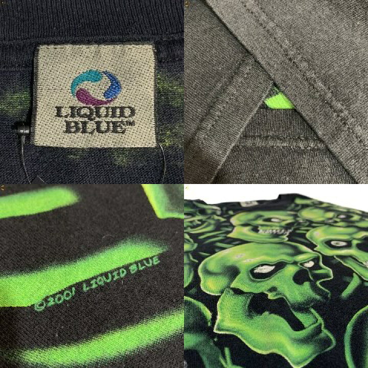 楽天市場】01年 LIQUID BLUE Skull Over Print S/S Tee 黒緑 XXL 00s 
