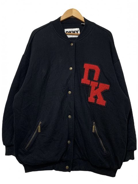90s DKNY JEANS Sweat Varsity Jacket 黒 M ダナキャラン ジーンズ スウェット スタジャン バーシティジャケット  ブラック 古着 【中古】 | 古着屋NEWJOKE楽天市場店