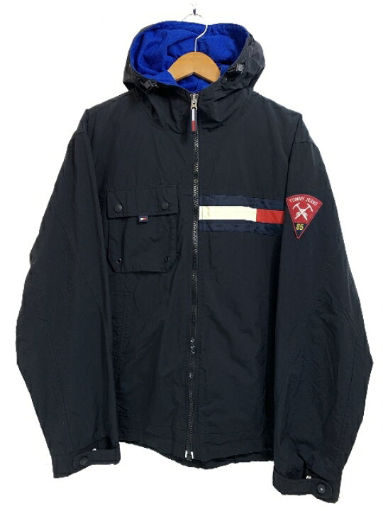 楽天市場】90s TOMMY JEANS Hooded Nylon Jacket 黒 L トミージーンズ  